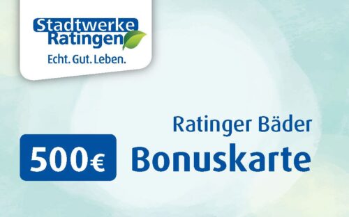 <div align="left"><div align="left"><b>Attraktive Rabatte für Ihre nächsten Bad- oder Saunabesuche - mit der neuen Bonuskarte</b></div><div align="left"><b><br></b></div><div align="left">Ab sofort können Sie mit der neuen Bonuskarte über ein Wertguthaben ganz bequem in den Ratinger Bädern schwimmen oder saunieren und sich gleichzeitig attraktive Rabatte sichern. Mit der Bonuskarte 500 € erhalten sie Rabatt auf die unten aufgeführten Tickets.</div><div align="left"><br></div><div align="left">Die Bonuskarten gelten für die Stunden- und Tagestarife des jeweiligen 
Bades (ausgenommen sind bereits rabattierte Produkte wie Dauerkarten, 
Früh- und Spättarife, Familienkarten, Kursgebühren, Sonderaktionstarife 
und Mehrfachkarten Sauna).</div><div align="left"><br></div><div align="left">Wie Sie Ihre Bonuskarte nutzen können?</div><div align="left"><br></div><div align="left"><ul><li>Die Bonuskarte funktioniert wie eine Geldkarte. Sie buchen die Karte hier im Online-Shop und erhalten so einen rabattierten Einlass ins Bad oder Sauna bei Ihrer Ticket Bestellung.</li><li>Sollte sich auf der Karte ein Restguthaben befinden, verbleibt es dort für Ihren nächsten Einkauf (<i>Bitte achten Sie bei Ihrer nächsten Ticketbuchung über die Bonuskarte darauf, dass das Restguthaben min. dem bereits rabattierten Kaufbetrag entspricht, um auch für diesen Einkauf einen Rabatt zu erhalten. Andernfalls kann das Restguthaben nur zur Zahlung ohne Rabattierung genutzt werden.)</i></li><li>Eine bereits gekaufte Bonuskarte kann jederzeit wieder aufgeladen werden.</li><li>Die Bonuskarten sind übertragbar und die Gültigkeit des Guthabens der Bonuskarte verfällt zeitlich nicht.</li><li>Mit der Bonuskarte können die Eintritte für mehrere Personen gleichzeitig bezahlt werden.</li><li>Bei Verlust kann die Karte problemlos gesperrt werden.</li></ul></div></div>